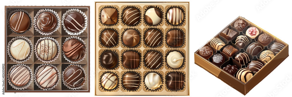Poster transparent background with box of chocolates
