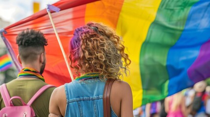 Couple Holding Rainbow Flag