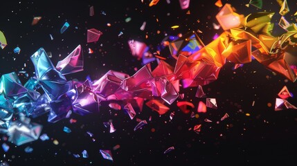 A vibrant display of colorful triangles set against a dark backdrop