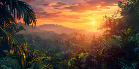The Splendor of a Sunrise in the Tropical Rainforest, Presented in Exquisite 3D Top View