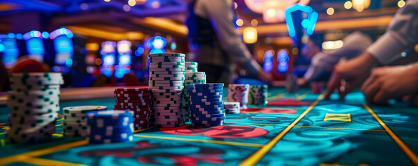 Obraz premium Casino table with chips and cards
