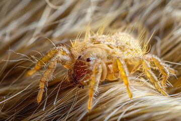 Extreme close-up of hairy mite