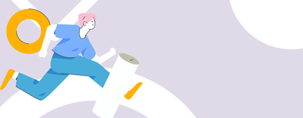 People exercising healthy running vector internet operation illustration
