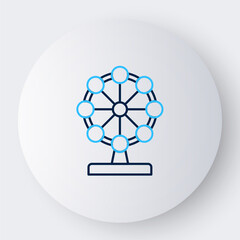 Line Ferris wheel icon isolated on white background. Amusement park. Childrens entertainment playground, recreation park. Colorful outline concept. Vector