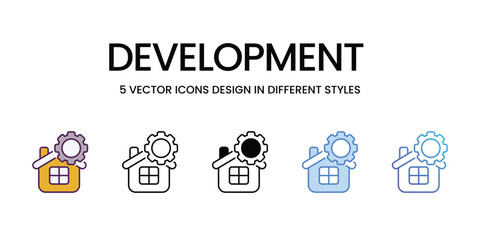 Development icons vector set stock illustration.