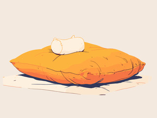Vector illustration of a plump, orange floor cushion