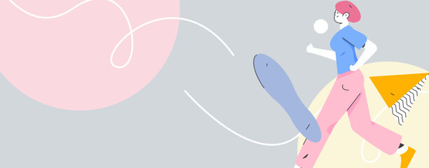 People exercising healthy running vector internet operation illustration
