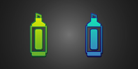 Green and blue Marker pen icon isolated on black background. Vector