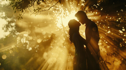 Two individuals standing under the suns rays