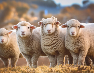 Fototapeta premium Group of cute Merino Sheep