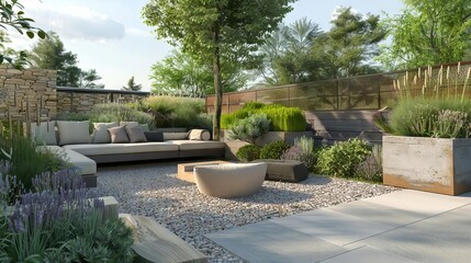 modern garden lounge stylish outdoor space with concrete planters highdetail photo