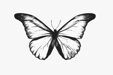 Butterfly trendy element stippling photo effect. Y2k collage elements for design. Halftone
