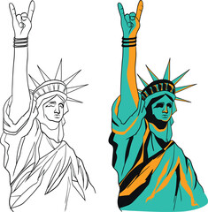 Statue of Liberty rock hand Vector silhouette, 4th of July © solnadigital - 18