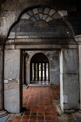 Exterior of an ancient entrance at Phat Diem Vietnamese Catholic Church Cathedral, Northern Vietnam