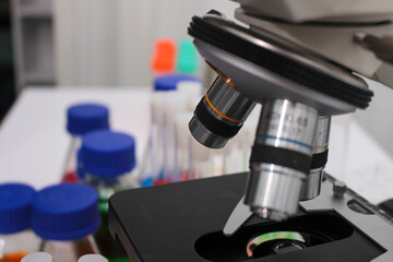 Research and innovation in a laboratory full of scientific formulas