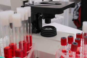 Research and innovation in a laboratory full of scientific formulas