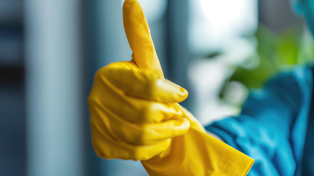 A customer giving a thumbs-up gesture in front of a friendly service Generative AI
