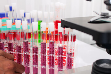 Research and innovation in a laboratory full of scientific formulas