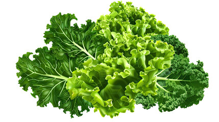 Obraz premium Lettuce (Kale) isolated on transparent white with background PNG