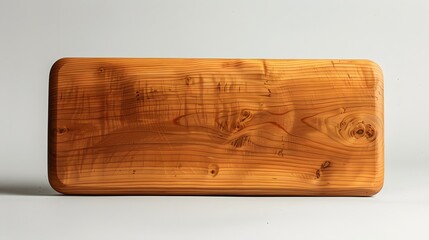 A wooden kitchen board with the top edge and bottom edge, with rounded corners on all four sides....