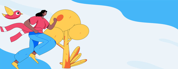 People exercising healthy running vector internet operation illustration
