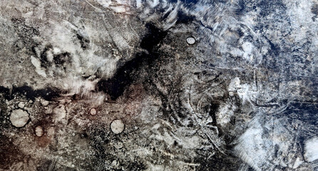 Sheet of galvanized iron is covered with a layer of printing ink. Metal texture and paint. Background Image Industry