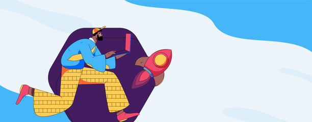 People exercising healthy running vector internet operation illustration
