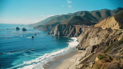 Obraz premium Bixby Creek Bridge on Highway 1, Big Sur Area, California, Southbound to Los