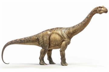 A toy dinosaur standing on a white surface. Suitable for educational materials