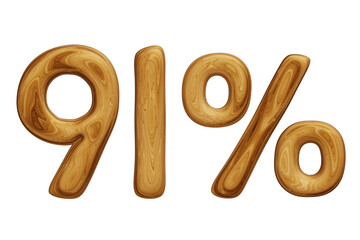 Wooden 91 percent for sale, discount, promotion and business concept 