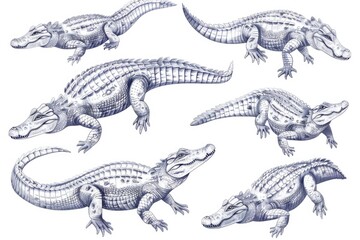 Detailed drawing of a group of alligators, perfect for educational materials