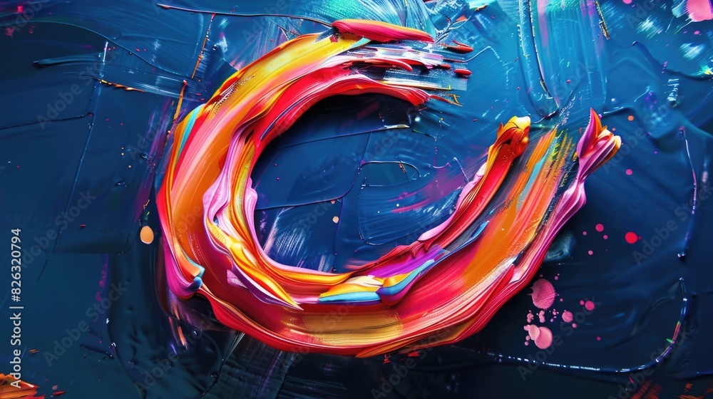Poster close up of a vibrant painting on a table, suitable for art and creativity concepts