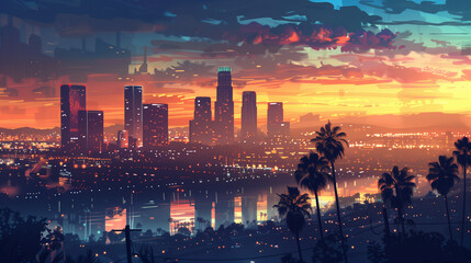 Los Angeles Downtown Urban Skyline Metropolis