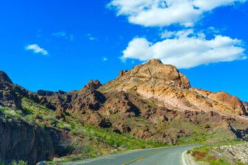 Scenic Highway Amidst Nevada's Mountain Landscape