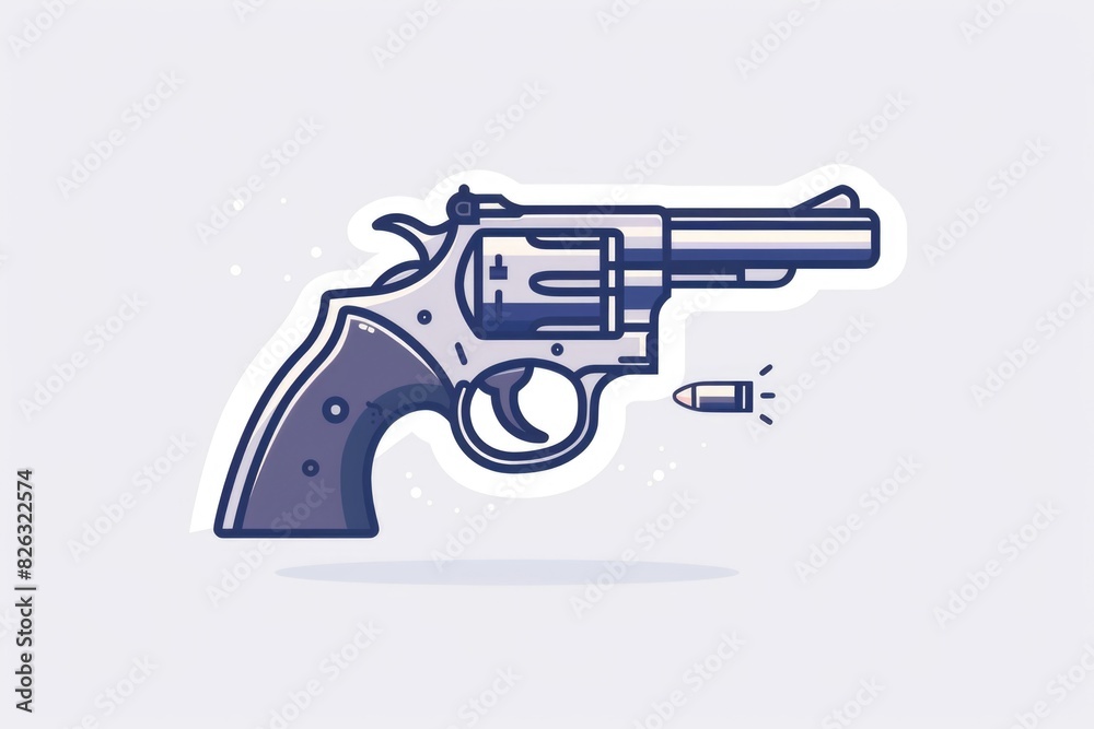 Poster A revolver with a bullet in the chamber. Suitable for crime and weapon-related concepts
