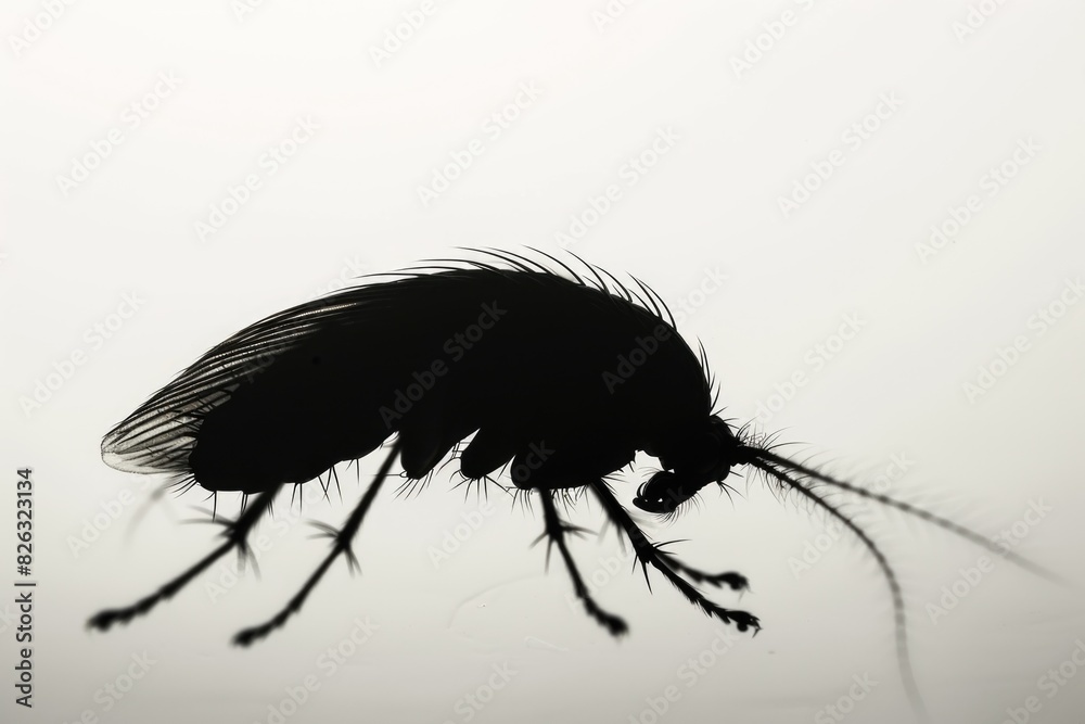 Wall mural A clear silhouette of a bug on a plain white background. Suitable for scientific or educational purposes