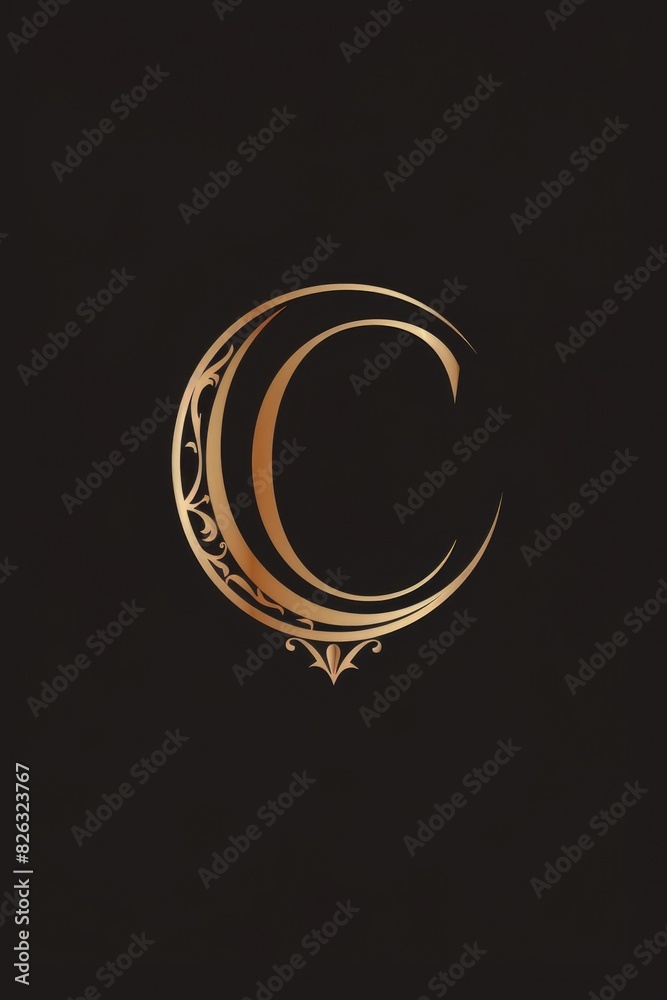 Poster a striking image of a gold crescent on a dramatic black background. ideal for various design project