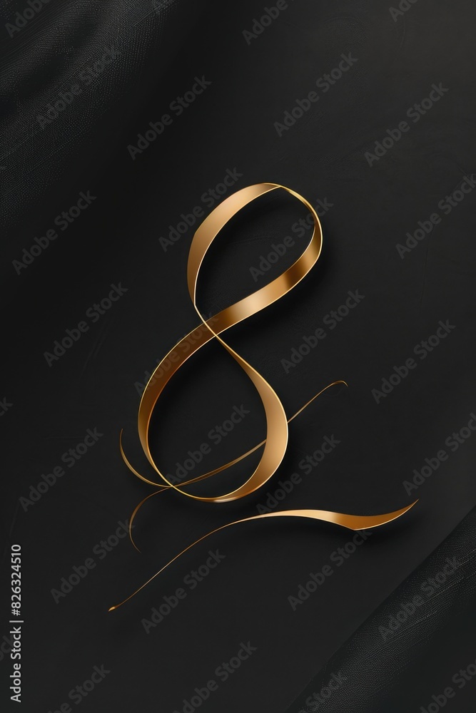 Poster elegant golden ribbon on a sleek black background. perfect for adding a touch of luxury to any proje