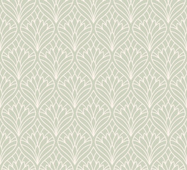 
Elegant damask floral seamless pattern. Geometric art deco leaves background. Abstract botanical vector illustration for fabric, textile, wallpaper.