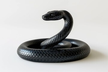 Fototapeta premium A black snake resting on a white surface. Perfect for nature themes