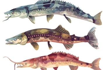 Assorted fish varieties on a plain white backdrop. Ideal for food blogs or seafood promotions