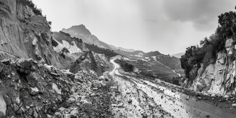 Obraz premium A simple black and white image of a dirt road. Suitable for various projects.