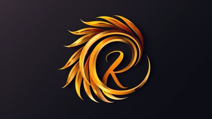 Obraz premium Golden ribbon letter R, perfect for design projects