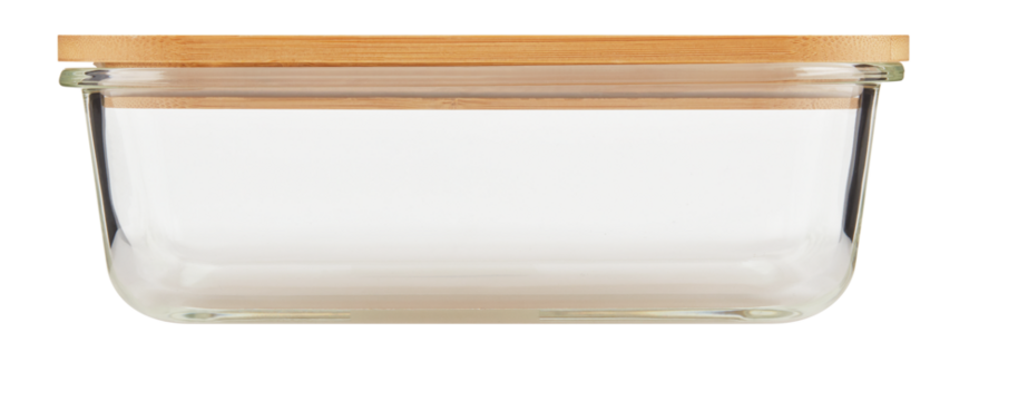 Clear glass box with wooden lid clear plastic box cut out isolated transparent background