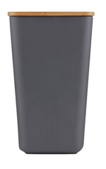 Plastic trash can with wooden lid clear plastic box cut out isolated transparent background