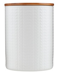 Clear glass jar with wooden lid clear plastic box cut out isolated transparent background