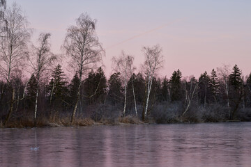 Wintertime at the river of Isar in Bavaria Germany