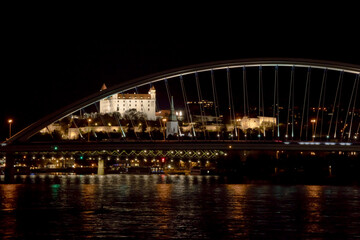 European fortress illuminated at night