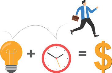 Transform idea to make money or equation for attracting money concept. businessman leader writes an equation

