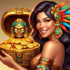 treasure of aztec slot game character 3d with white background